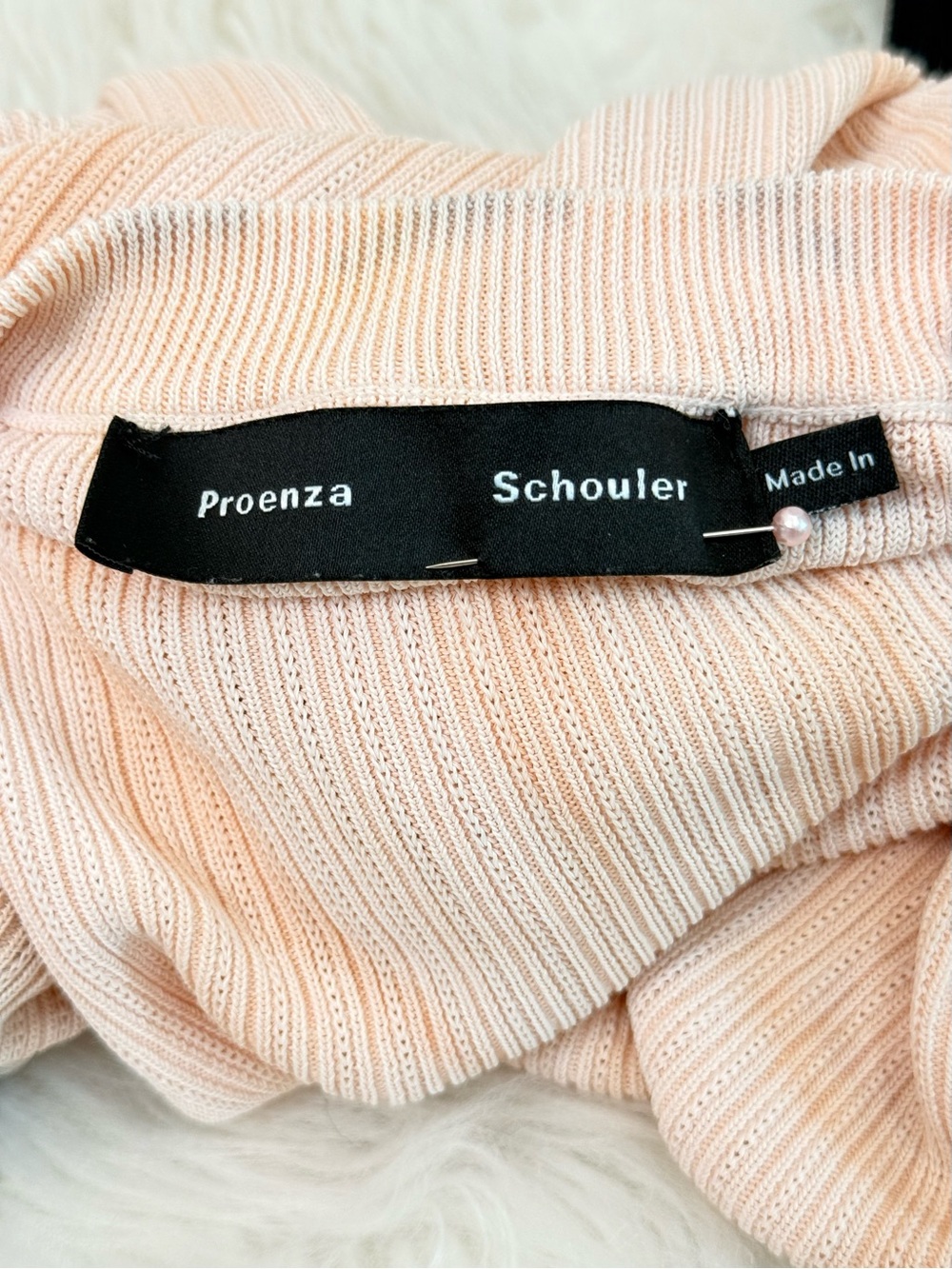LUXE Proenza Schouler Resort Runway Tie Dye Ribbed Knit Top Peach Navy M - Picture 2 of 14